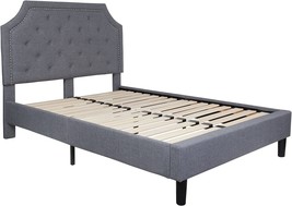 Full Size Tufted Upholstered Platform Bed In Light Gray Fabric From Flash - $324.99