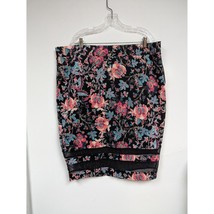 Boutique Black Floral Pink Turquoise Modest Skirt Size 2X Stretch - £12.75 GBP