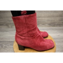 Chadwicks Shoe Womens 10 M Red Leather Suede Mid Calf Block Heeled Boots - $28.59