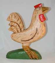 2001 Daniel Strawser Carved Wood Polychrome Painted Primitive Standing Rooster - £335.66 GBP