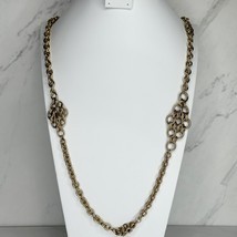 Carolee Vintage Signed Gold Tone Chainmail Long Chain Link Necklace - £15.56 GBP
