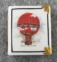 VTG Rehausse la Main Limoges France Porcelain Trinket Box Red Hot Air Ba... - £68.93 GBP