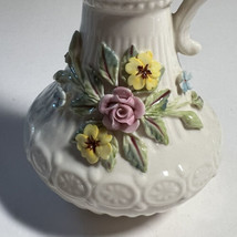 Vase /Pitcher Belleek in Retrospect 2001  Roses Daisies Porcelain Faired... - $88.83