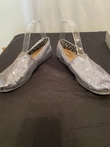 Toms Shoes Womens 7.5 Alpargatas Classic Sequin/Glitter Loafers Flats Silver - £18.51 GBP