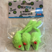 KitNip Box Wasabi Dollop Rattle Mice Neon Green 3 Pack Set Sealed Kitty Cat Toys - $14.87