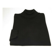 Men's Sweater Knit By BRANGO Turkey Mock Neck Cotton Blend 21050 Black image 3