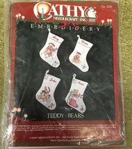 Cathy Needlecraft Kit Embroidery 0339 Teddy Bears on Small Christmas Sto... - $10.36