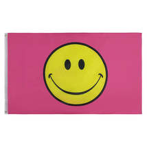 PringCor 3x5FT Flag Pink Happy Face Banner Dorm Bedroom Advertising USA - £10.38 GBP