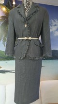 *Louis Feraud 3 Pieces Stunning Blue Ivory Tweed Skirt Jacket Suit Us M - £54.36 GBP