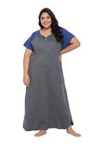 Solid Charcoal Gray Poly Cotton Melange Dress for Women - £17.29 GBP