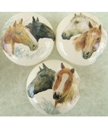 Ceramic Cabinet Knobs Knob w/ Pr Horse heads #2 HORSES - $19.01 CAD