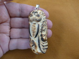 (j-wal-2) white brown Walrus + eagle aceh bovine bone carving PENDANT NECKLACE - £20.28 GBP