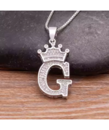 Letter G Crown Pendant Necklace Luxury Gift Trendy Initial Jewelry for L... - $17.03
