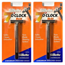 2X Gillette 7 O'clock Men's Razor Safer Handle Clean Shaving Twin Shaving Razor - $13.07