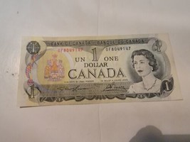 Vintage 1973 Canadian One Dollar Bill Bank Of Canada Ottawa OF8049147 - £45.96 GBP