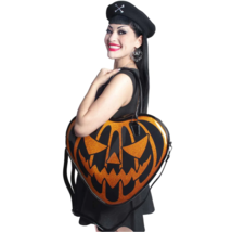Kreepsville 666 Black Pumpkin Glitter Heart Purse Bag Handles &amp; Strap NW... - $74.95
