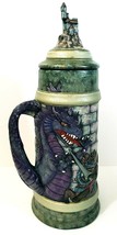 Wizard and Dragon Tankard Mug W/Top 18&quot; Tall x 6 1/2&quot; Signed By Artist N... - $140.24