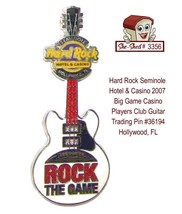Hard Rock 2007 Big Game Casino Players Club Guitar  36194 Trading Pin - $12.95