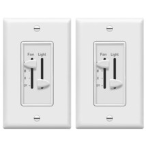 Enerlites 3 Speed Ceiling Fan Control And Dimmer Light Switch,, W, White, 2 Pack - £39.37 GBP