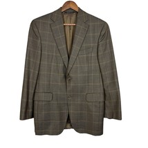 Jack Victor Sport Coat Mens 38R Brown Wool Windowpane Houndstooth Super ... - £79.91 GBP