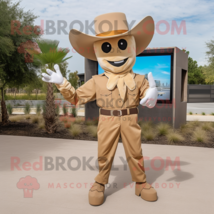 Tan Cowboy mascot costume character dressed with a Jumpsuit and Pocket squares - £939.91 GBP