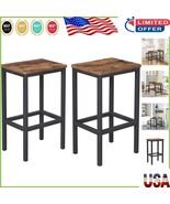 Comfortable Industrial Bar Stools with Footrest - Set of 2, Rustic Brown... - $1,658.96 MXN