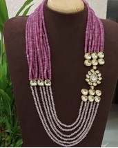 VeroniQ Trends-Long Rani Haar Multistrand Kundan Onyx Beads Pendant Necklace  - £105.55 GBP