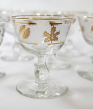 Set of 17 Libbey Starlyte Goblets WINE AND CORDIAL Gold Leaves FROSTED V... - $49.49