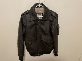 Vintage Pack-In  bomber Jacket Leather Brown jacket size 40 mens small - £75.08 GBP