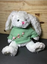 Dan Dee Collector's Choice White Bunny Rabbit Lop Ears Green eyes Sweater Easter - $8.85