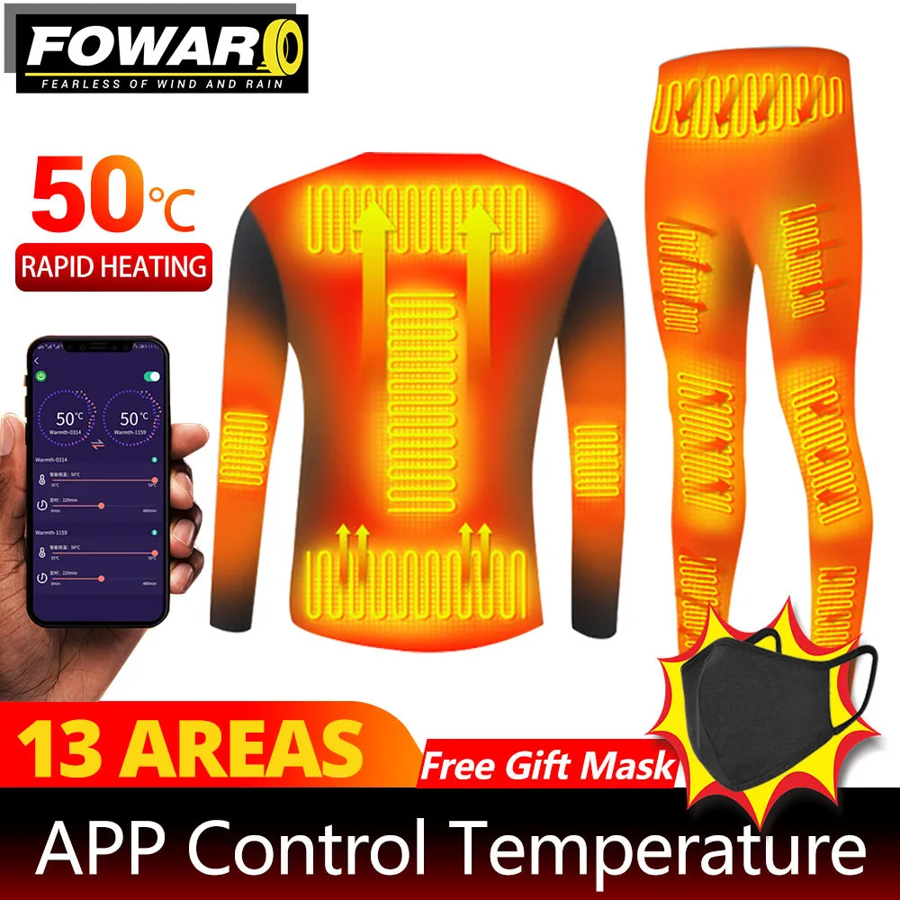 Winter Heated Underwear Set USB Battery Powered Fleece Warm Biker Jacket NEW - £46.61 GBP+