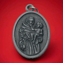 Saint Anthony Protect Me Medal Catholic Vintage Charm Pendant Baby Jesus - £8.06 GBP