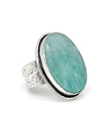 Kashi Semiprecious Oval Stone Ring Amazonite Adjustable - $24.67 CAD