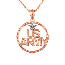 10K Solid Gold US Army Star Diamond Pendant Necklace - Yellow, Rose, or White - £157.73 GBP+