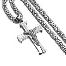Jesus Crucifixion Cross Necklace for Men Women Gold Silver Black Color S... - £9.43 GBP+