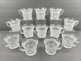 12 Imperial Glass Cape Cod Clear Punch Cups Set Vintage Depression Style Glasses - £37.80 GBP