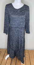 Soft Surroundings Long Sleeve Knee Length Asymmetrical Hem Dress Size M Grey D2 - £16.04 GBP