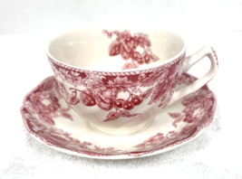 Vintage Strawberry Fair Johnson Brothers Flat Teacup and Saucer Great Shape - $24.75