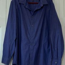 Men&#39;s APT.9 XL Navy Blue Long Sleeve Button-Down Shirt Casual Solid - $11.88
