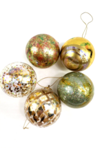 Christmas Round Gold Ornaments Glitter Shiny Christmas Tree - £6.18 GBP