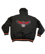 UNK NBA Vintage Atlanta Hawks Hooded Jacket Black Embroidered Men’s 2XL  - £38.07 GBP