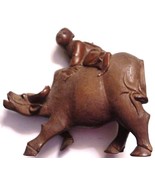 Vintage Chinese Wood Carved Water Buffalo Boy Rider - £43.82 GBP