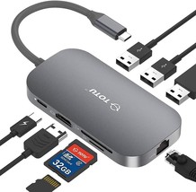 Totu USB C 9 in 1 Docking Station Hub Port Adapter Amplifier HDMI 4K Dock Mac PC - £35.37 GBP
