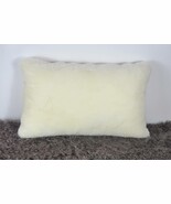 DOUBLE SIDED FUR Genuine Shearling Wool  Pillow Cover Natural White  12&quot;x 2 - €84,52 EUR