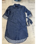 Banana Republic Womans Shirt Dress Sz 2 Chambray Blue Button Front Roll ... - $36.21