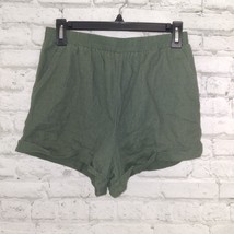 Forever 21 Shorts Womens Small Green Flat Front Cuffed Elastic Waist Linen Blend - £14.08 GBP