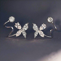 Fengdongdaemun Xiaoxiangfeng Flower-Shaped Zircon Ear Clip  Simple Earrings - £7.96 GBP