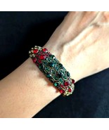Gemstone Hinge Bangle Bracelet Gold Emerald Ruby Ethnic - €13,07 EUR