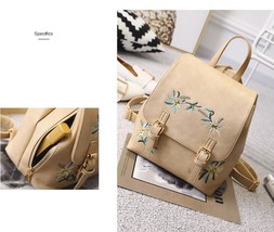 Women Leather Backpacks Embroidery Daily Backpacks School Bags - £24.98 GBP