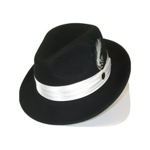 Men Bruno Capelo Hat Australian Wool Crushable Fedora Giovani Black White UN122 image 3